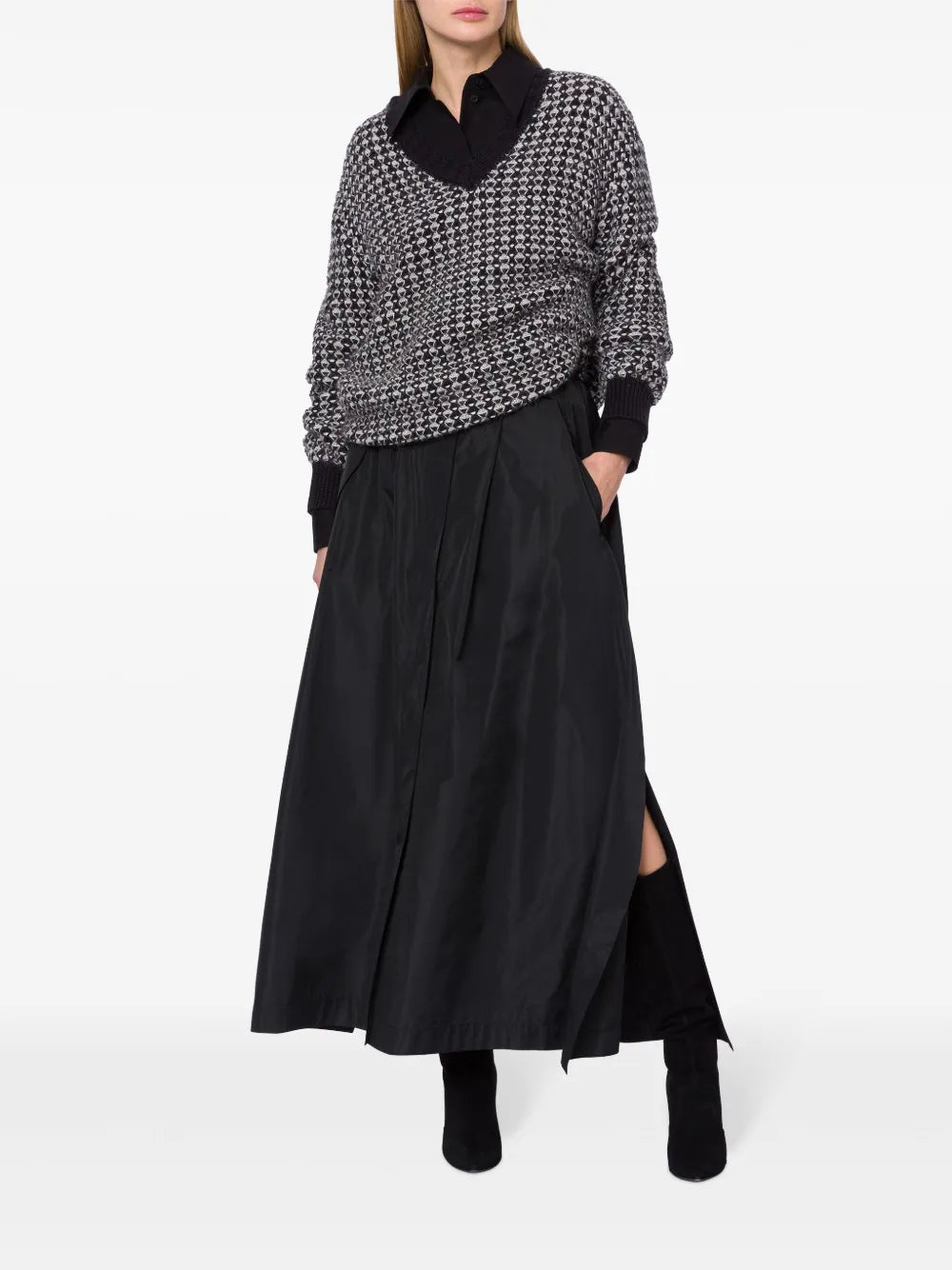 Drop-Shoulder Patterned-Intarsia Jumper
