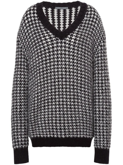 Drop-Shoulder Patterned-Intarsia Jumper