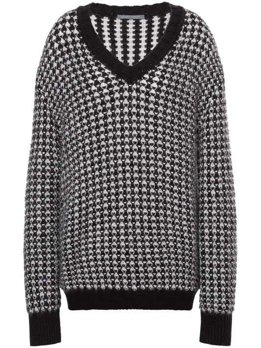 Drop-Shoulder Patterned-Intarsia Jumper