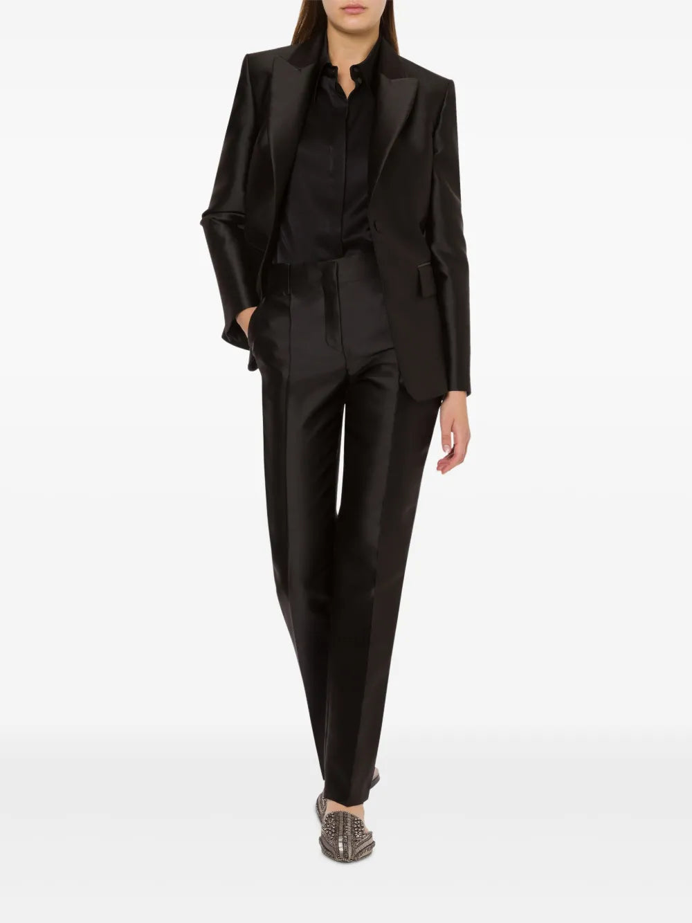 Single-Breasted Satin Blazer