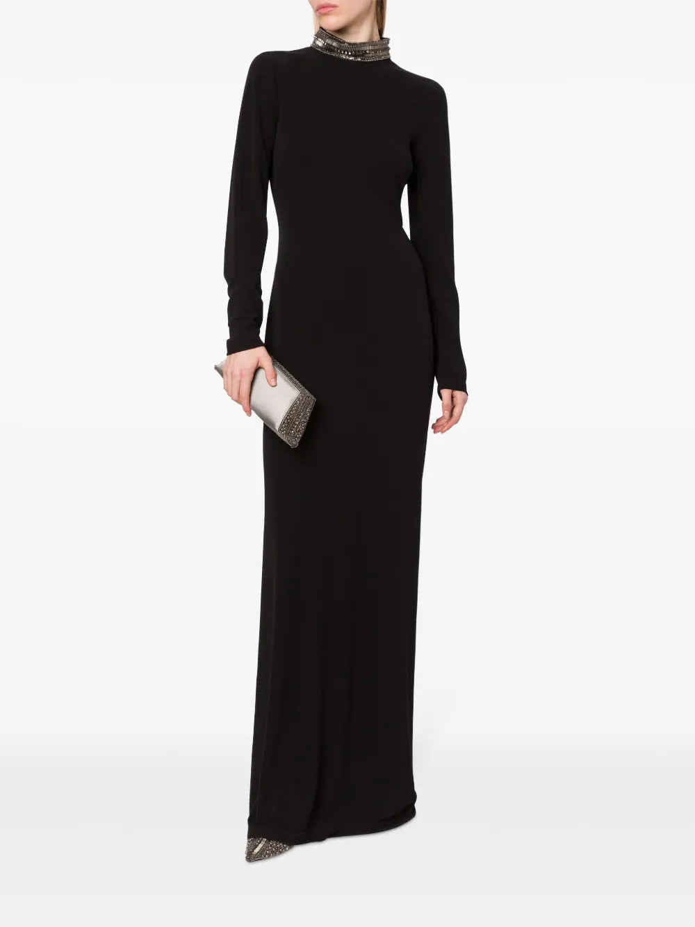 Crystal-Embellished Crepe Gown