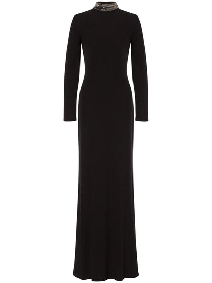 Crystal-Embellished Crepe Gown