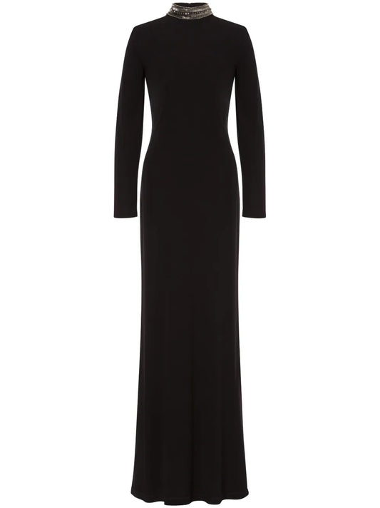 Crystal-Embellished Crepe Gown