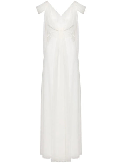 Lace-Panels Draped Gown