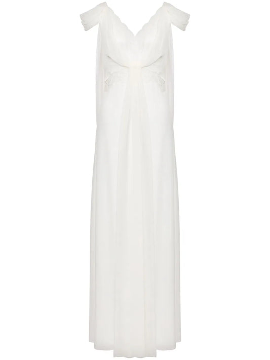 Lace-Panels Draped Gown