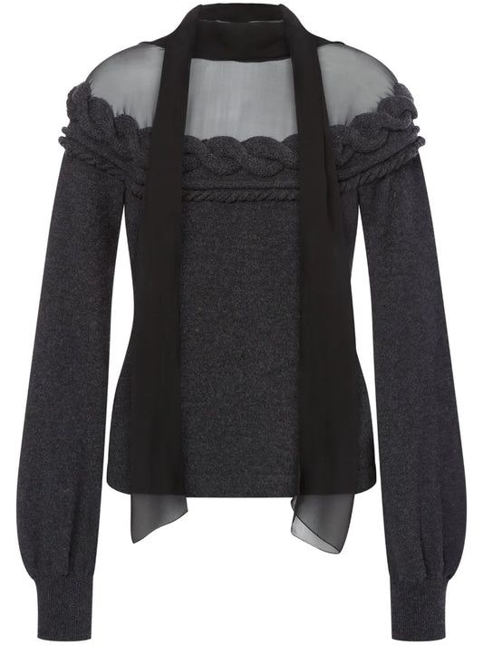 Scarf-Detail Panelled Top
