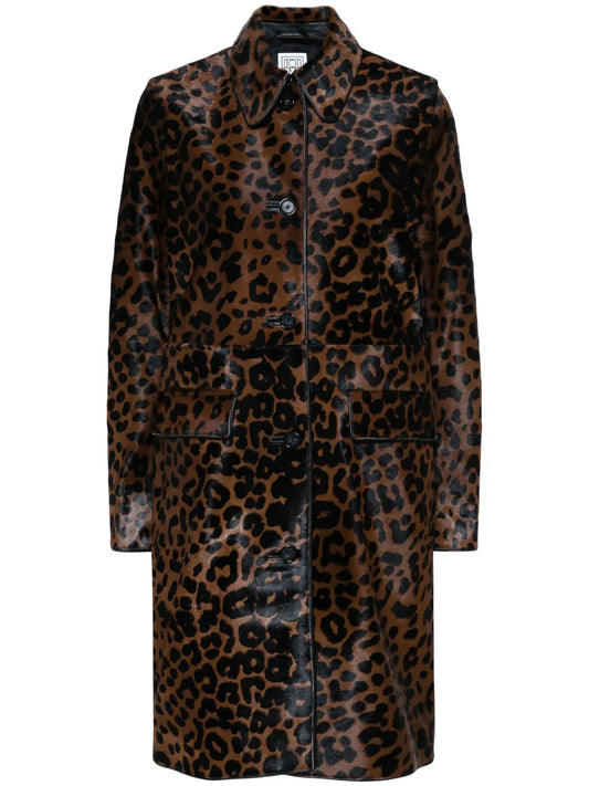 Leopard-Print Single-Breasted Coat