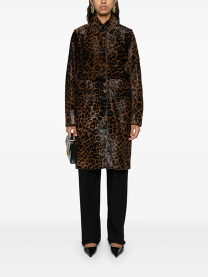 Leopard-Print Single-Breasted Coat
