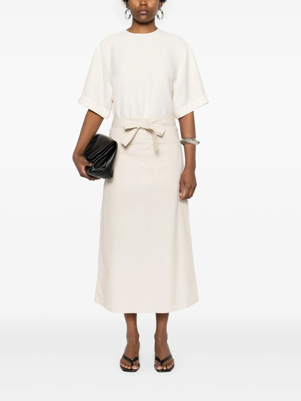 Tie-Waist Cotton Midi Skirt