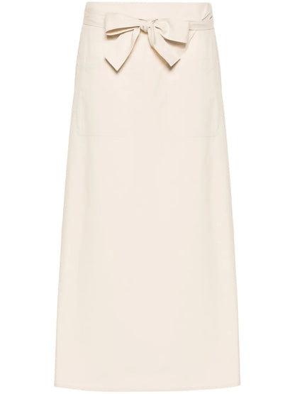 Tie-Waist Cotton Midi Skirt