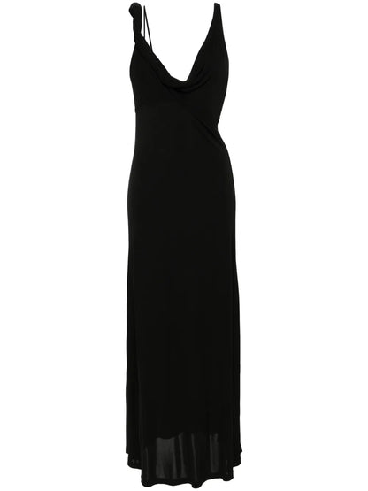 Twist-Detailed Crepe Maxi Dress