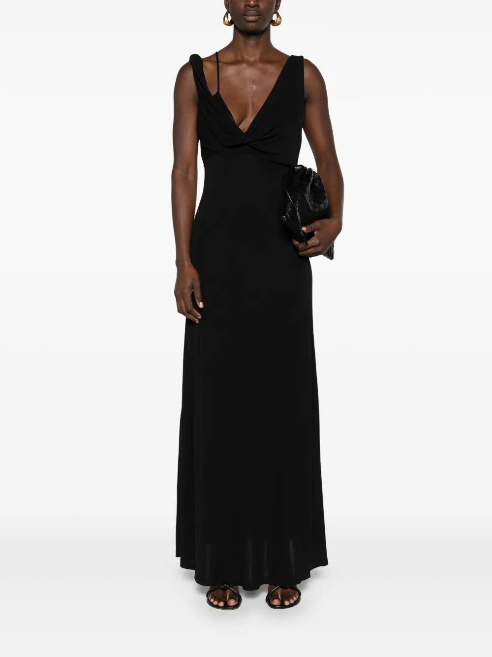 Twist-Detailed Crepe Maxi Dress