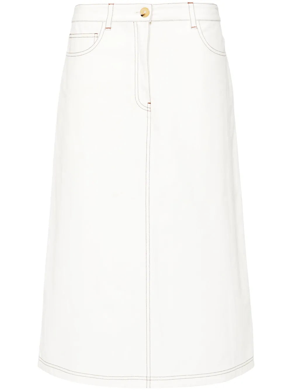 Contrast-Stitching Midi Skirt