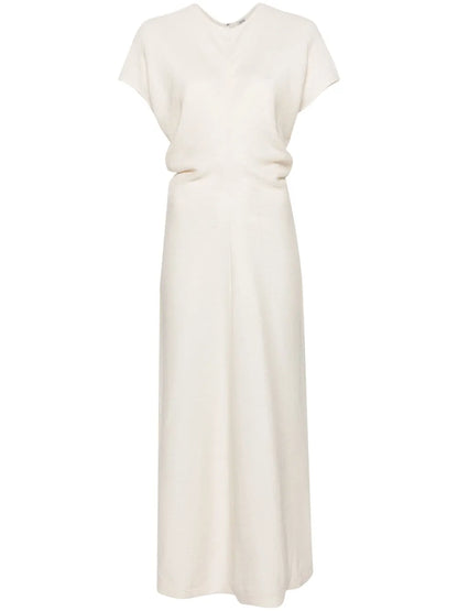 Draped-Detailing Textured Maxi Dress