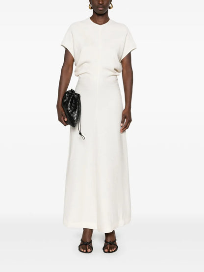 Draped-Detailing Textured Maxi Dress