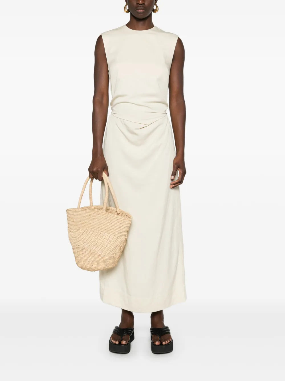 Tie-Waist Sleeveless Midi Dress
