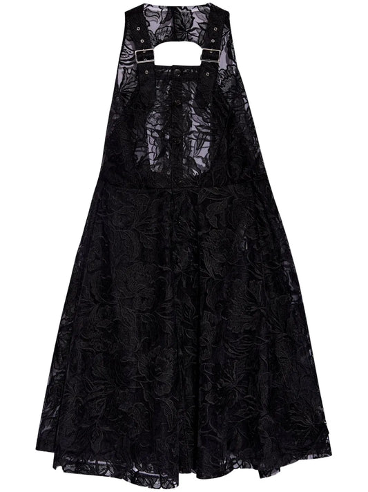 Lace Semi-Sheer Midi Dress