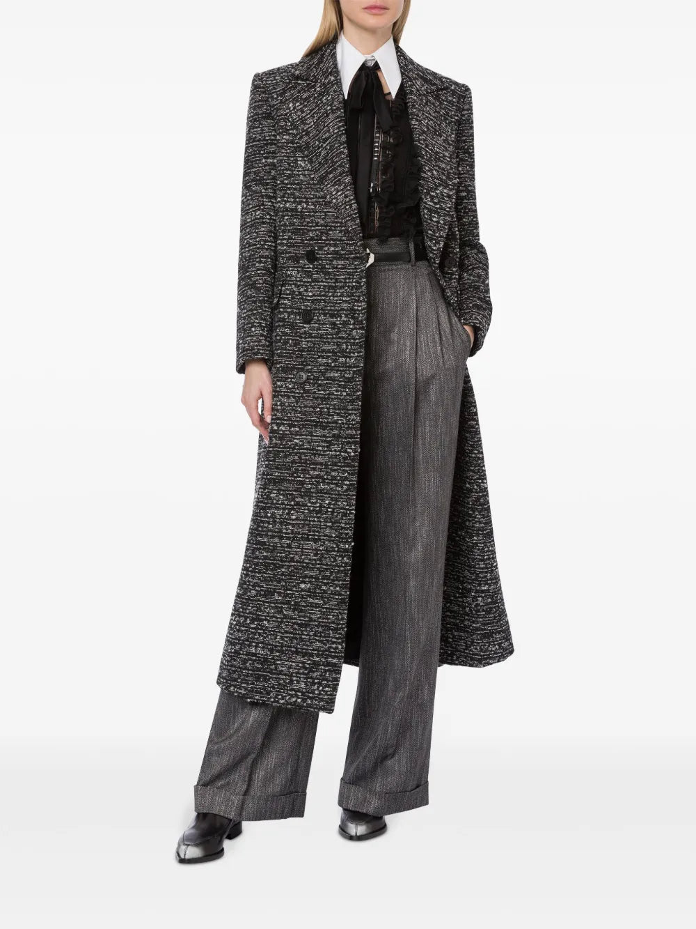 Double-Breasted Bouclé Coat
