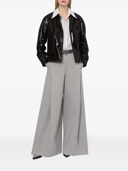 Patent-Finish Leather Biker Jacket