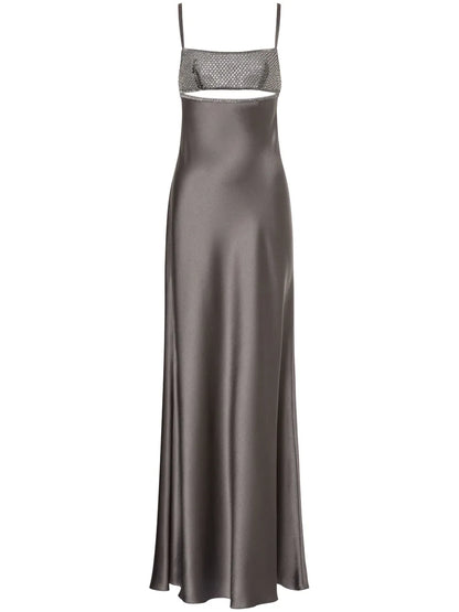 Crystal-Embellished Satin Gown