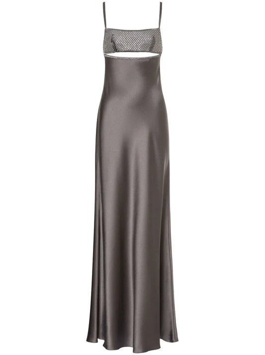 Crystal-Embellished Satin Gown