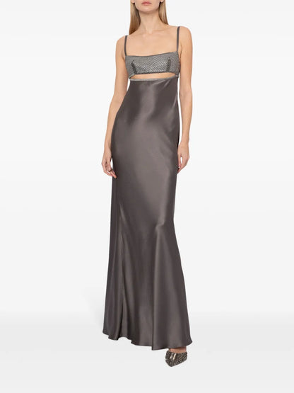 Crystal-Embellished Satin Gown
