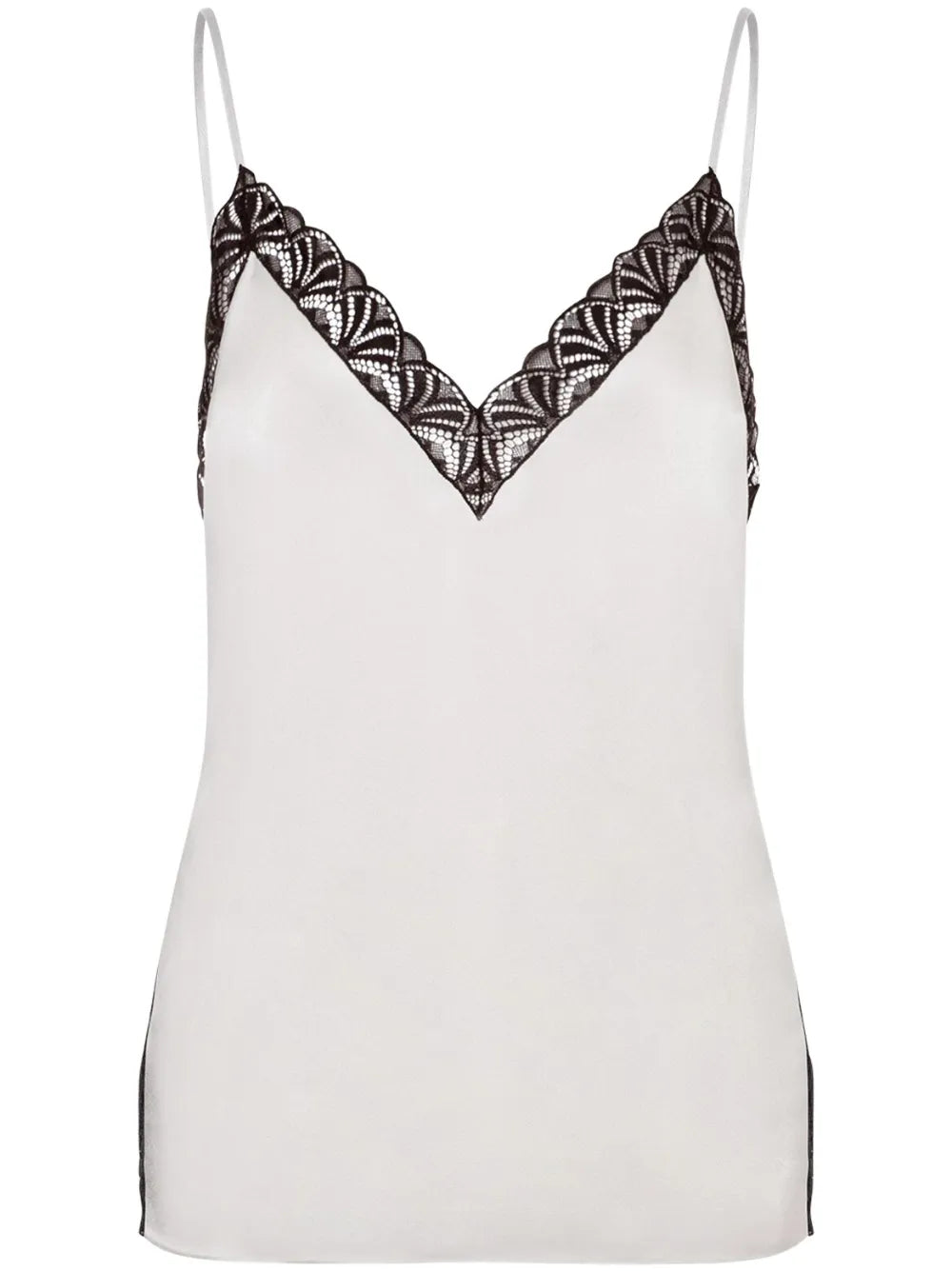 Lace-Trim Satin Blouse