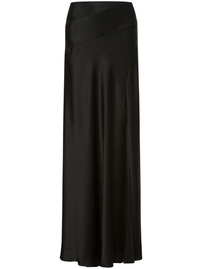 Fluted Satin Maxi Skirt