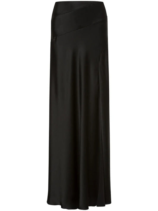 Fluted Satin Maxi Skirt