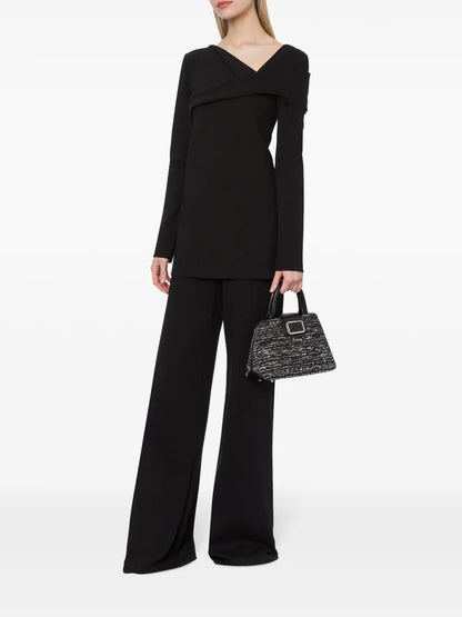 Asymmetric-Neck Gathered Top