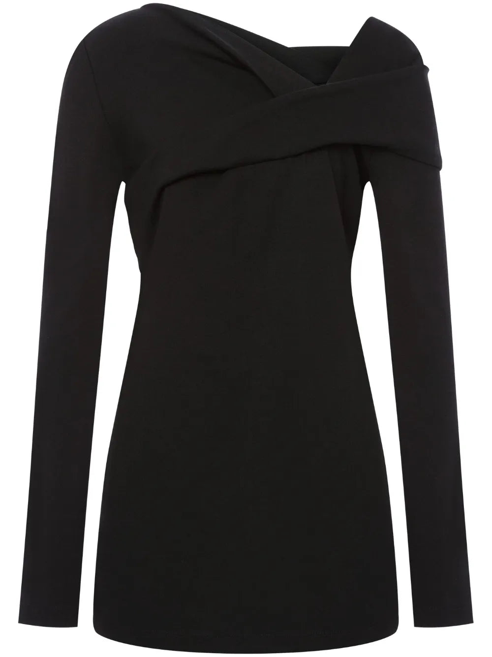 Asymmetric-Neck Gathered Top