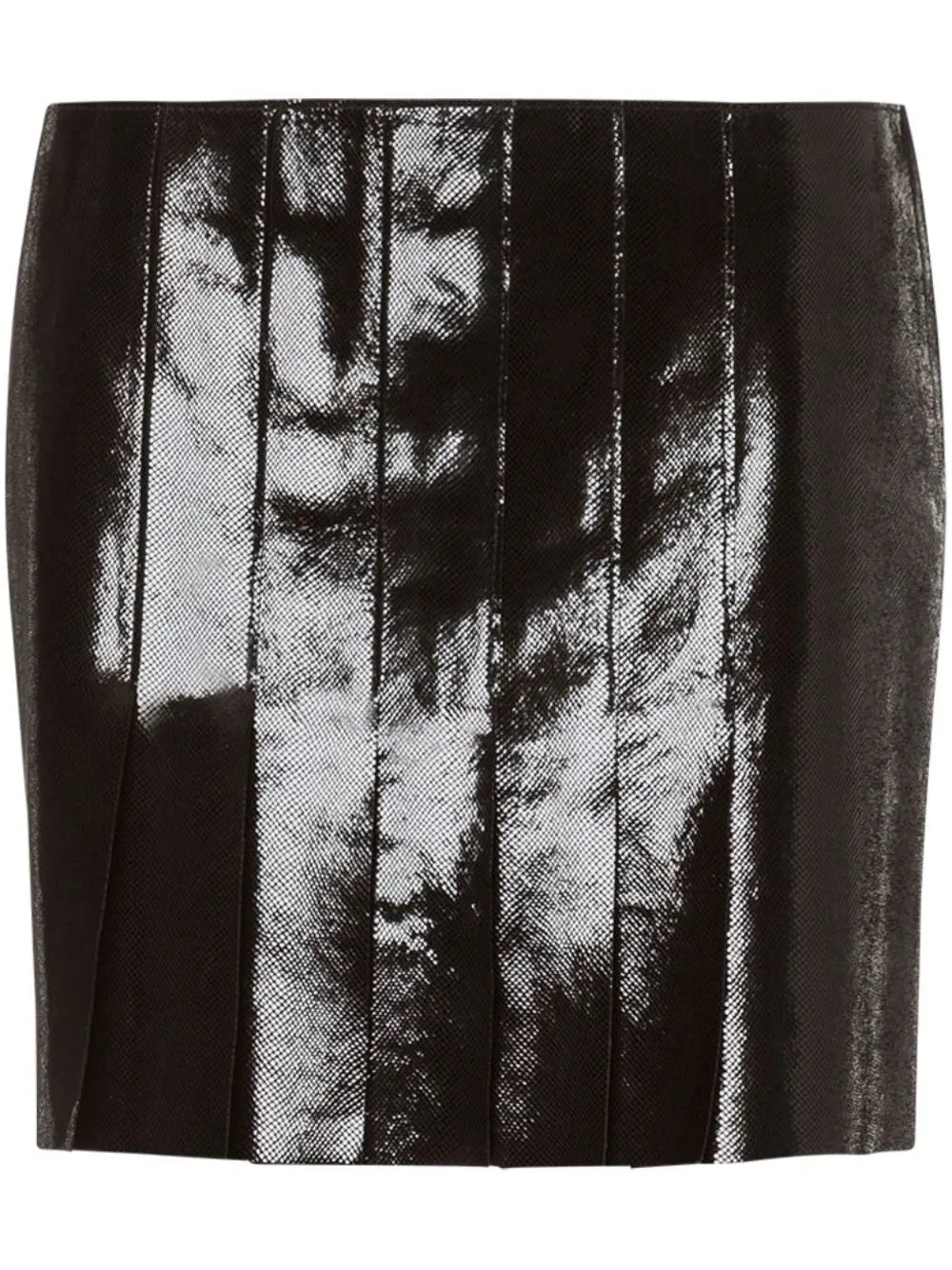 High-Shine Pleated Miniskirt
