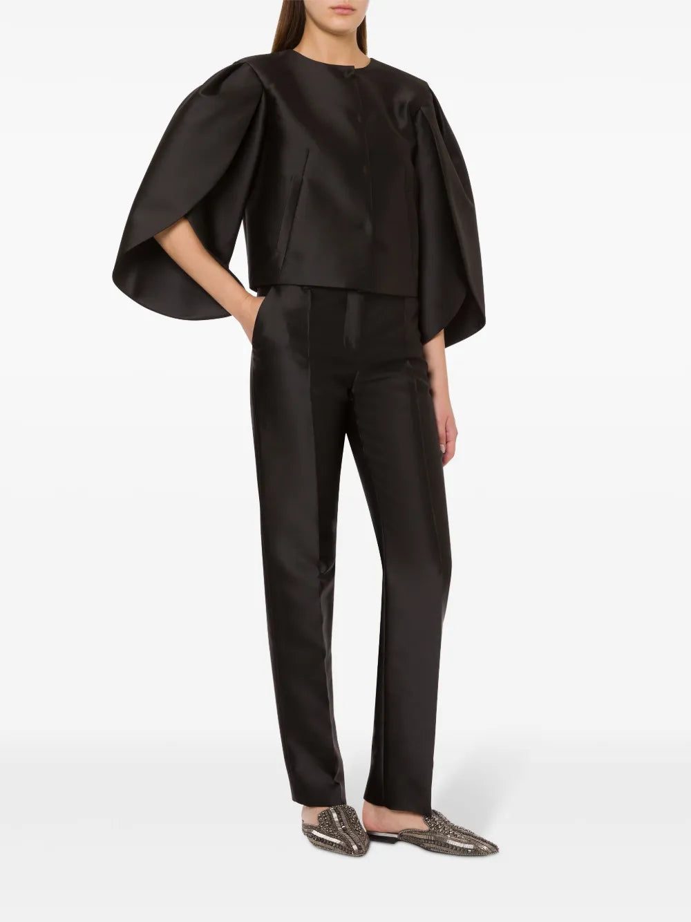 Petal-Sleeve Mikado Jacket