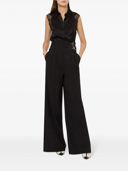 Cut-Out Buckle-Fastening Palazzo Pants