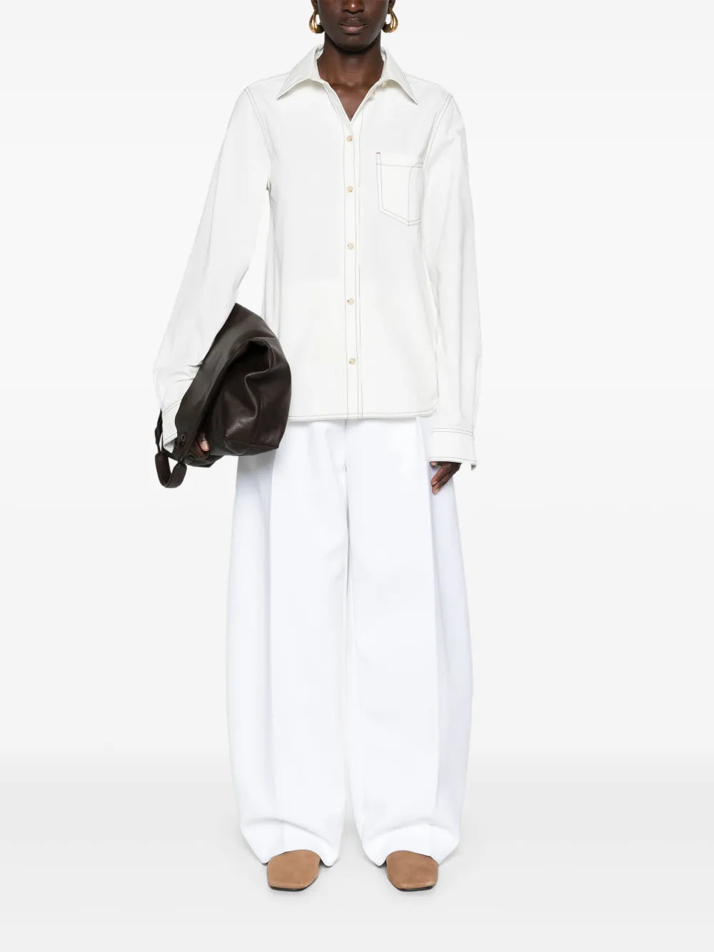 Contrast-Stitching Organic Cotton Shirt