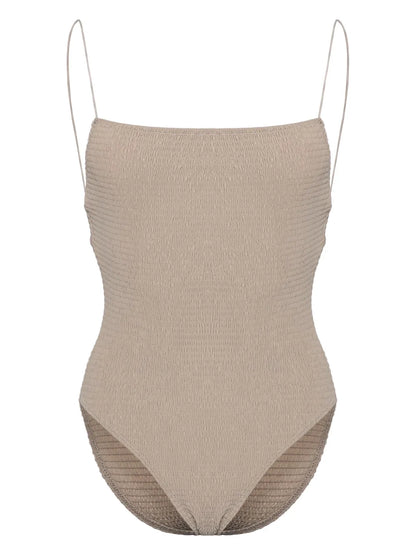 Smocked Square-Neck Swimsuit