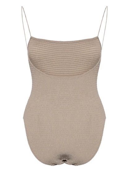 Smocked Square-Neck Swimsuit