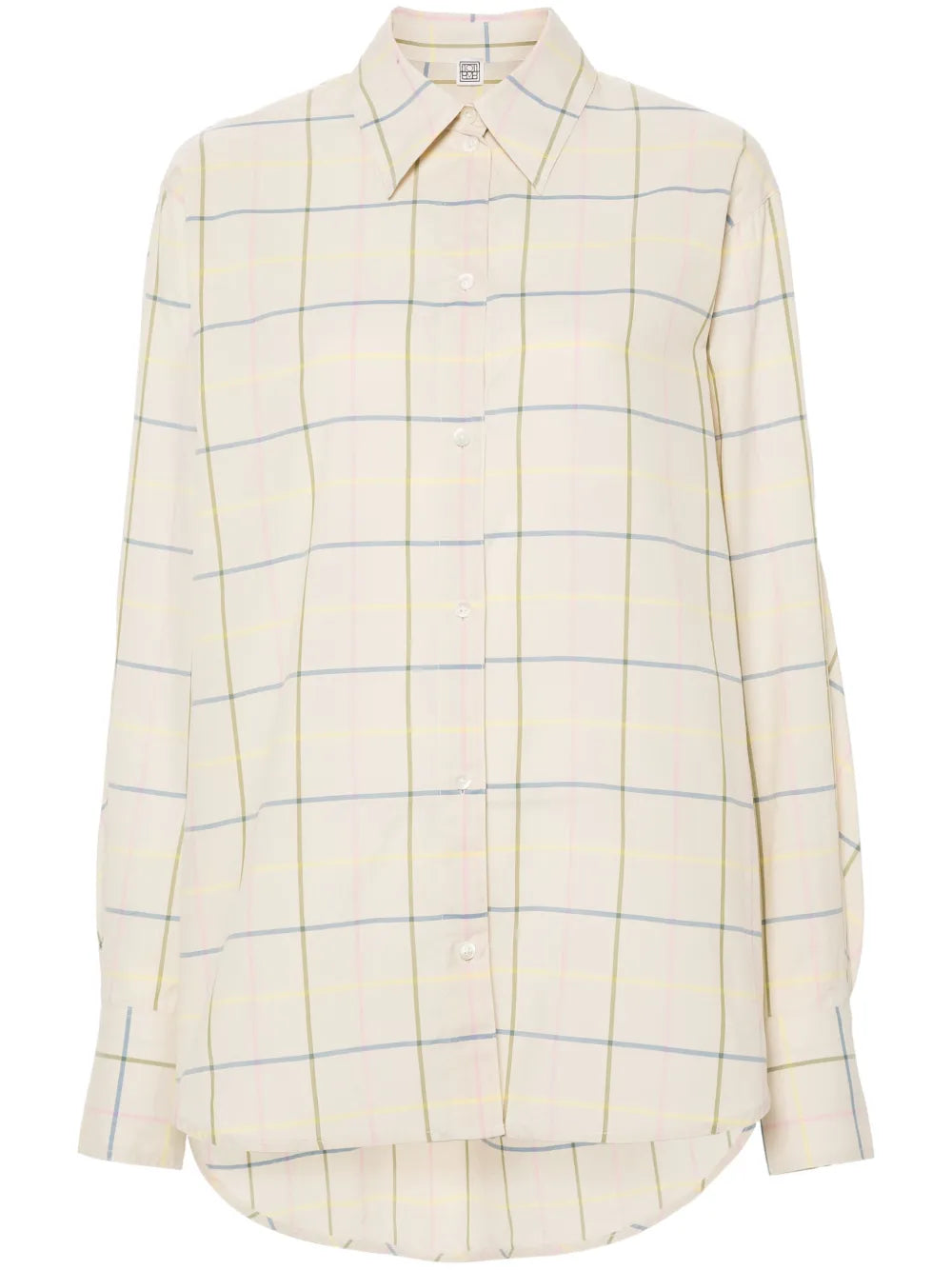 Windowpane-Print Poplin Shirt