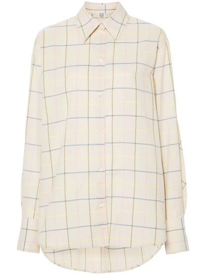 Windowpane-Print Poplin Shirt