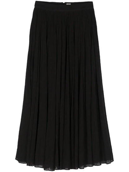Plissé-Effect Organic Cotton Midi Skirt