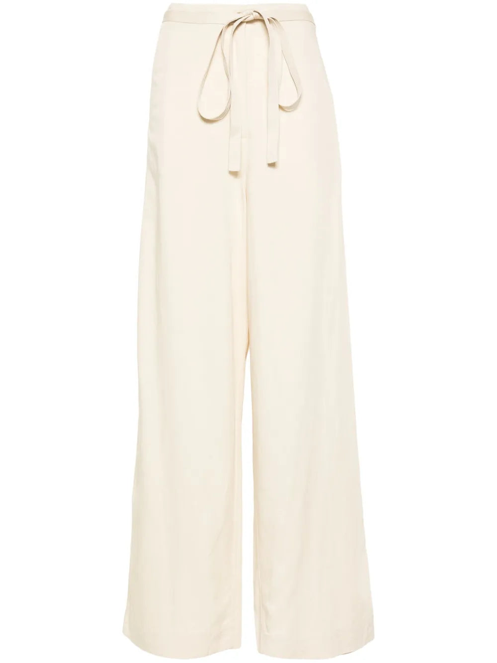 Belted-Waist Flared Trousers