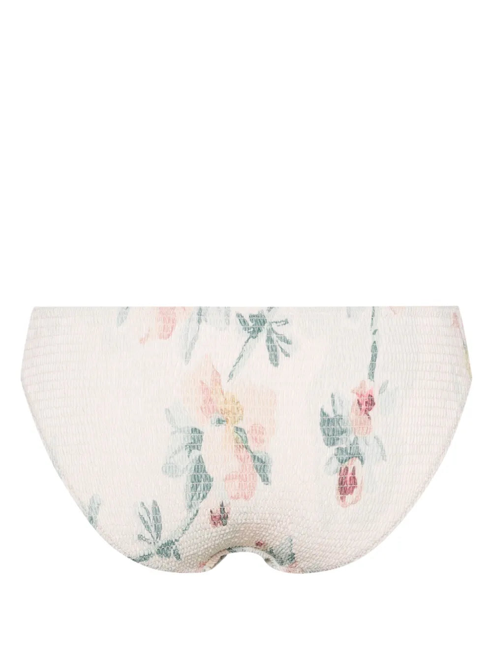 Floral-Print Smocked Bikini Bottoms