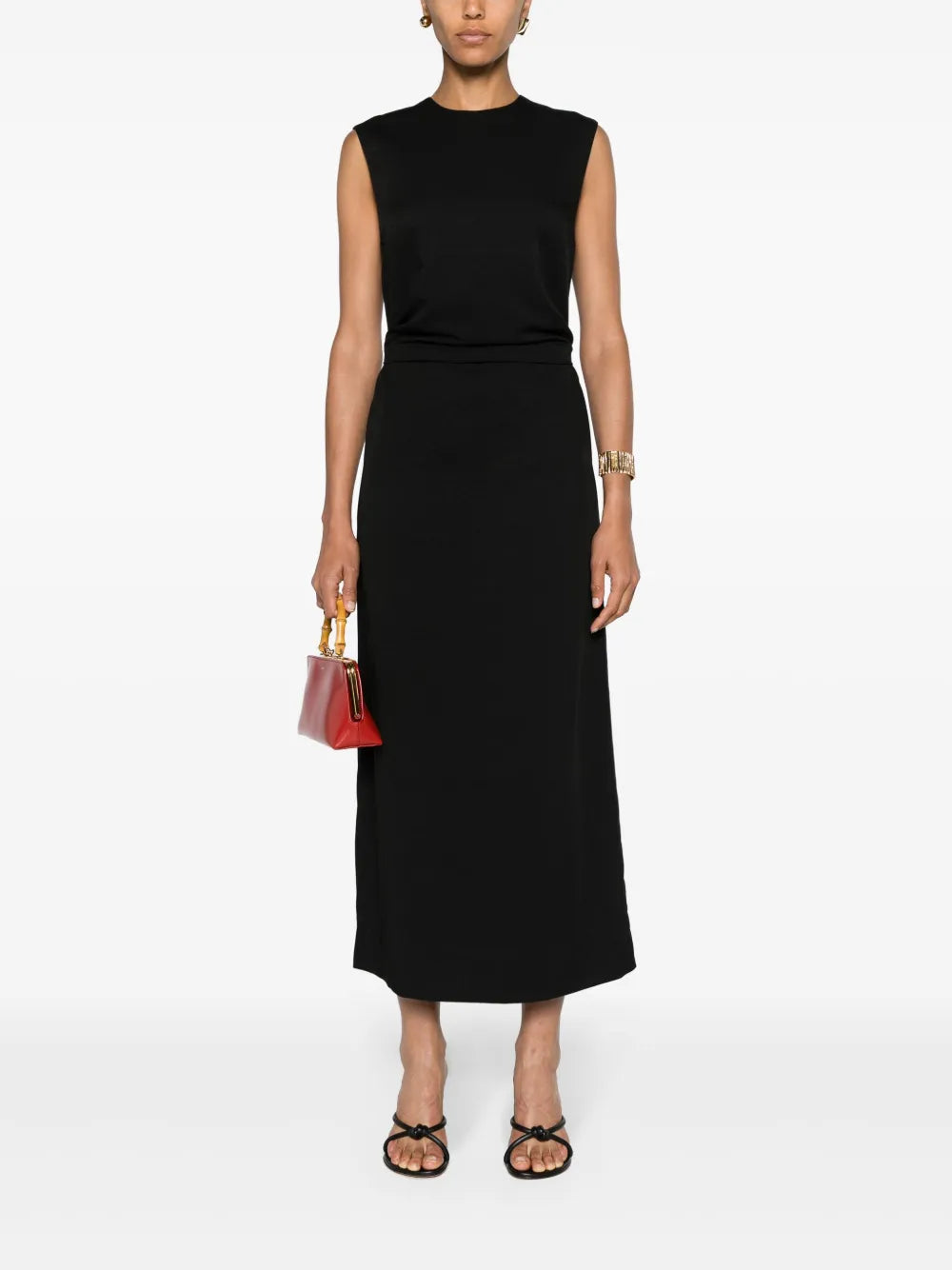 Tie-Waist Sleeveless Midi Dress