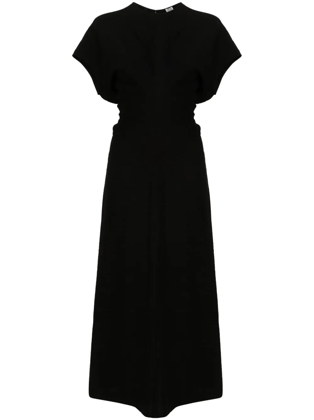 Slouch-Waist Plissé Midi Dress