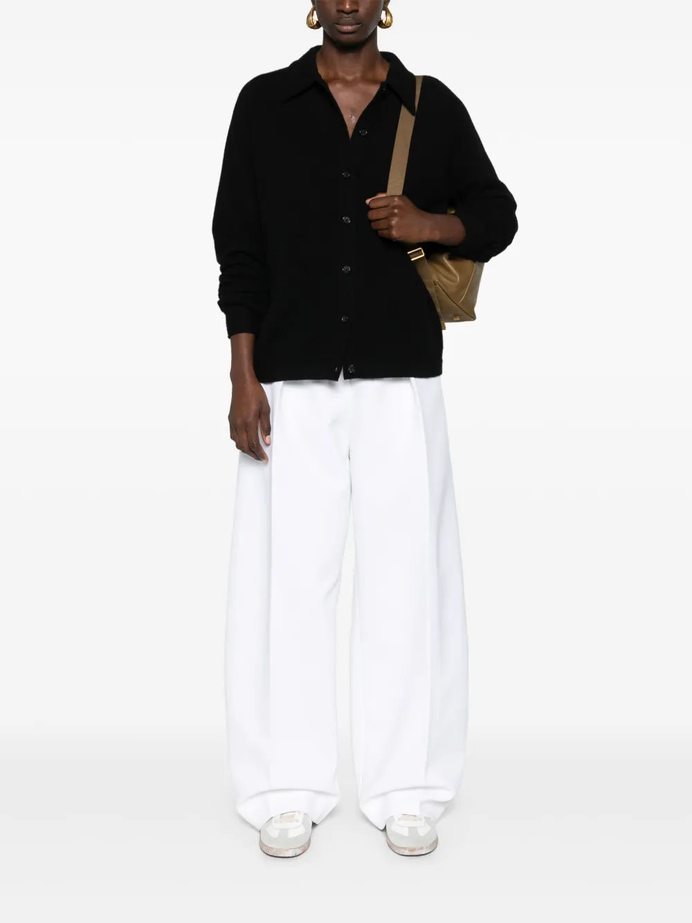 Shirt-Collar Cashmere Cardigan