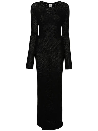 Long-Sleeve Crochet Maxi Dress
