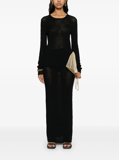Long-Sleeve Crochet Maxi Dress