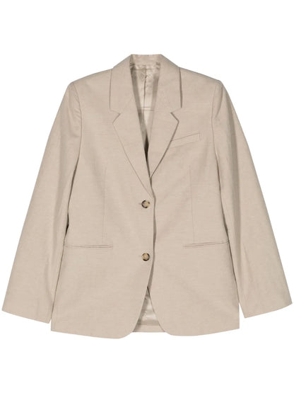 Single-Breasted Linen-Blend Blazer