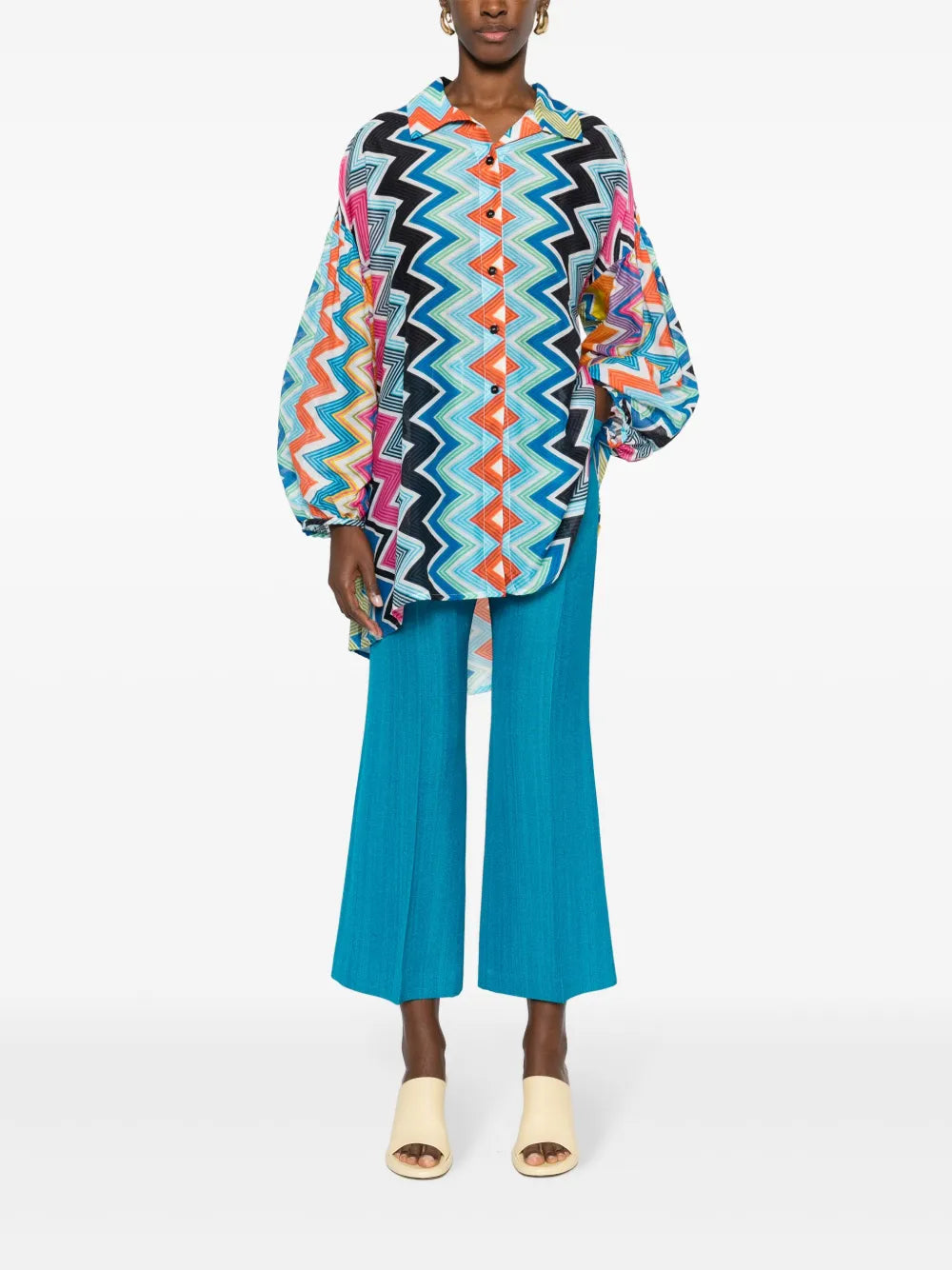 Zigzag Balloon-Sleeves Shirt