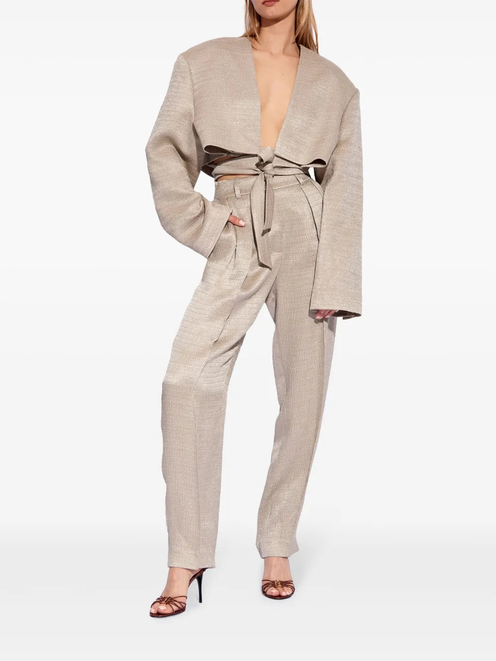 Tied-Waist Cropped Jacket